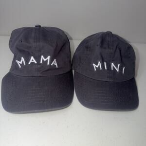 Mama & Mini Gray and White Embroidered Matching Ballcaps